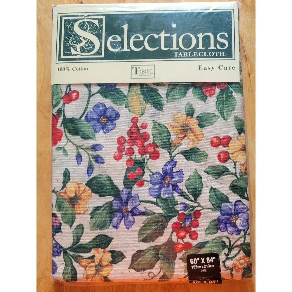 Selections Tablecloth Oblong 60x104 Cotton Tobin Home Fashions Canterbury Floral